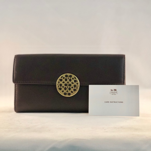 Coach Trifold Wallet w/ Gold Coach Monogram(USED) - Picture 7 of 7